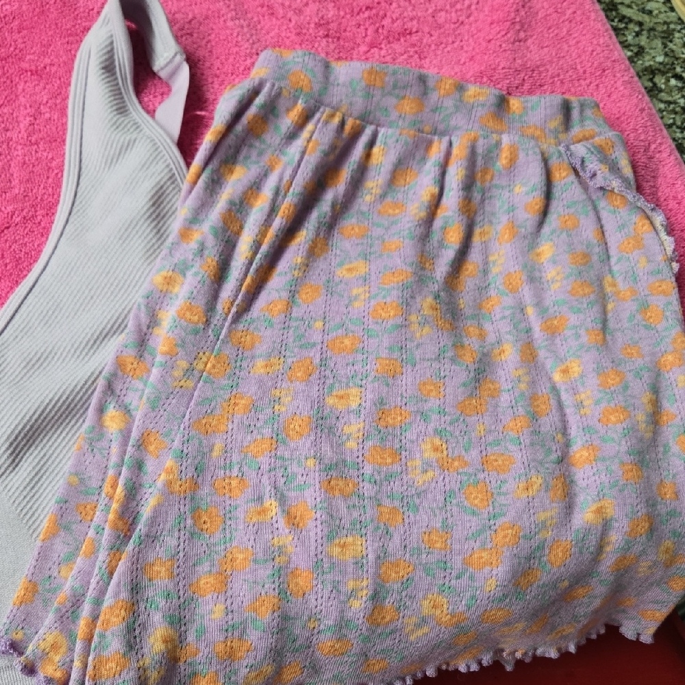 OGL Purple Bralette and Orange Floral Shorts